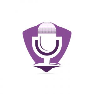 Music records logo design. microphone icon symbol design.