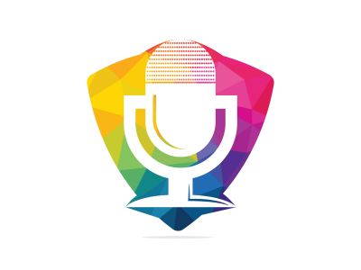 Music records logo design. microphone icon symbol design.	