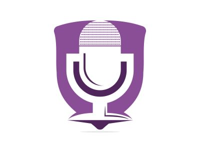 Music records logo design. microphone icon symbol design.	