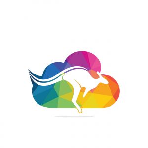 Kangaroo cloud shape logo design concept. Creative kangaroo vector logo design concept.	