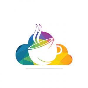 Coffee Cloud Logo Icon Design. Coffee cup on cloud logo design.	