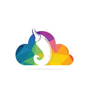 Chili and cloud vector logo design.Hot food logo concept vector. Hot chili icon symbol.	
