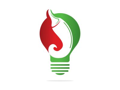 Chili and light bulb vector logo design. Hot food logo concept vector. Hot chili icon symbol.	