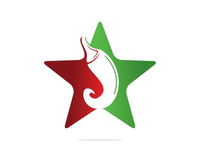 Chili and star vector logo design.Hot food logo concept vector. Hot chili icon symbol.	