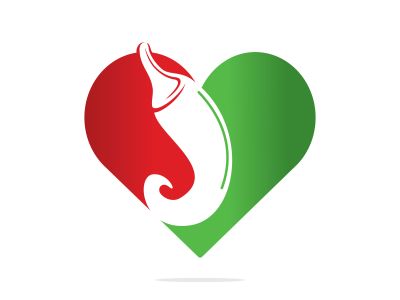 Chili and heart vector logo design.Hot food logo concept vector. Hot chili icon symbol.	