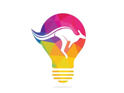 Kangaroo bulb shape logo design concept. Creative kangaroo vector logo design ideas concept.	