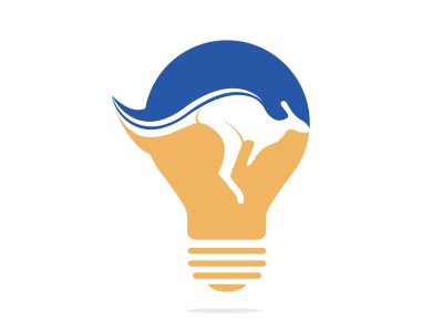 Kangaroo bulb shape logo design concept. Creative kangaroo vector logo design ideas concept.	