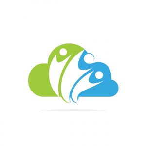 Community cloud abstract logo. Happy People logo. Teamwork symbol. Social logo. Partnership people icon.	