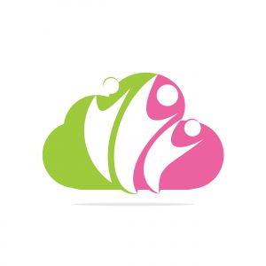Community cloud abstract logo. Happy People logo. Teamwork symbol. Social logo. Partnership people icon.	