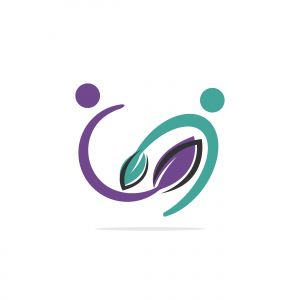 Human and leaves vector sign. Health and fitness vector logo design. Beauty salon and Woman logo design.	