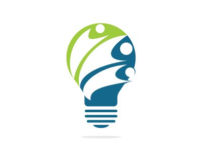 People in light bulb vector design. Corporate business and industrial creative logotype symbol.Brainstorming and teamwork concept.	