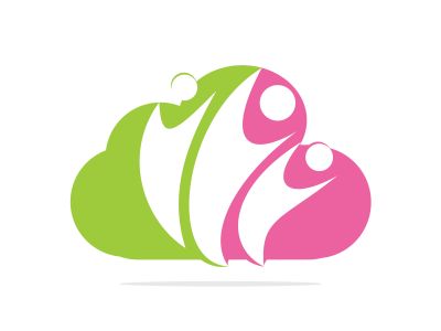 Community cloud abstract logo. Happy People logo. Teamwork symbol. Social logo. Partnership people icon.	