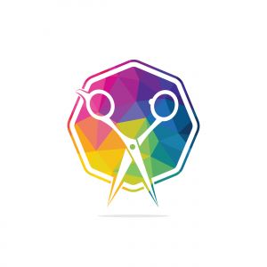 Logo for barbershop, hair salon. Scissors icon barbershop logo sign.	