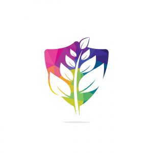 Nature logo design. Green tropical leaves icon. Tree foliage logotype template.	