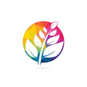 Nature logo design. Green tropical leaves icon. Tree foliage logotype template.	
