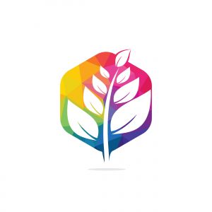 Nature logo design. Green tropical leaves icon. Tree foliage logotype template.	