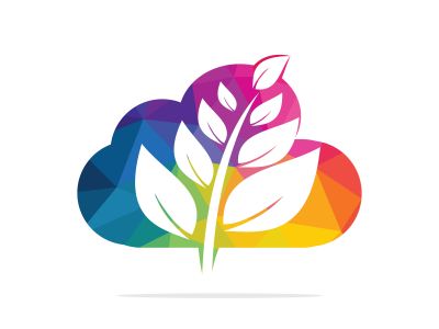 Cloud leaves vector logo design. Abstract organic element vector design. Ecology Happy life Logotype concept icon.	