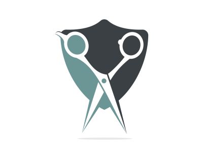 Logo for barbershop, hair salon. Scissors icon barbershop logo sign.	