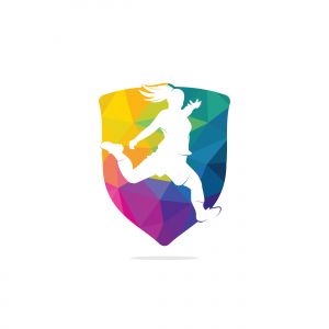 Women football club vector logo design. Women football sports business logo concept.	