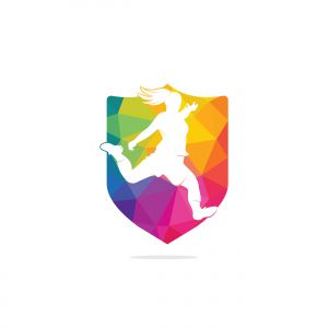 Women football club vector logo design. Women football sports business logo concept.	