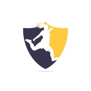Women football club vector logo design. Women football sports business logo concept.	