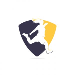 Women football club vector logo design. Women football sports business logo concept.	