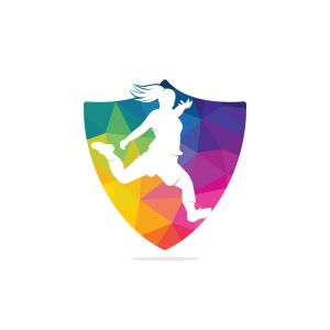 Women football club vector logo design. Women football sports business logo concept.	