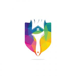 Home restoration vector logo design. Property maintenance and house renovation icon vector. Home paint brush icon.	