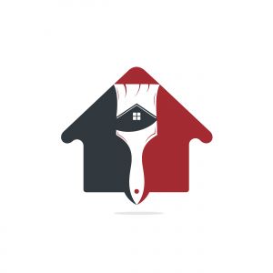 Home restoration vector logo design. Property maintenance and house renovation icon vector. Home paint brush icon.	