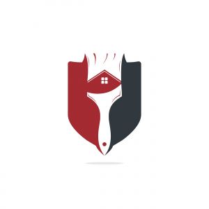 Home restoration vector logo design. Property maintenance and house renovation icon vector. Home paint brush icon.	
