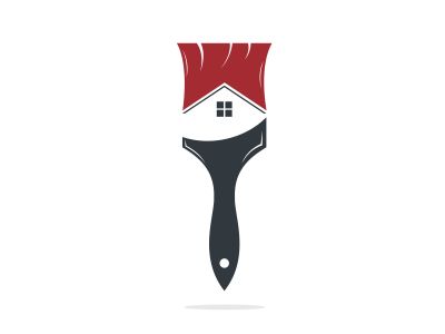 Home restoration vector logo design. Property maintenance and house renovation icon vector. Home paint brush icon.	