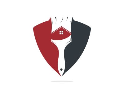 Home restoration vector logo design. Property maintenance and house renovation icon vector. Home paint brush icon.	
