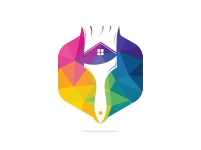 Home restoration vector logo design. Property maintenance and house renovation icon vector. Home paint brush icon.	