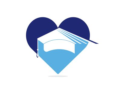 Education vector logo design. Graduation cap and heart icon. Institutional and educational vector logo design.	