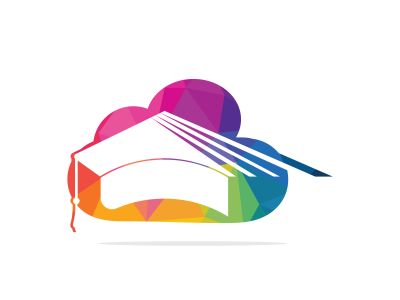 Online education logo idea. Graduation cap and cloud icon design. E-learning concept template.	