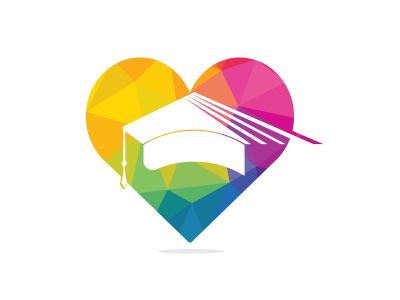 Education vector logo design. Graduation cap and heart icon. Institutional and educational vector logo design.	