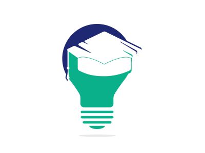 Light bulb and graduation cap logo. Creative Lamp Idea Genius Logo Design Symbol.	