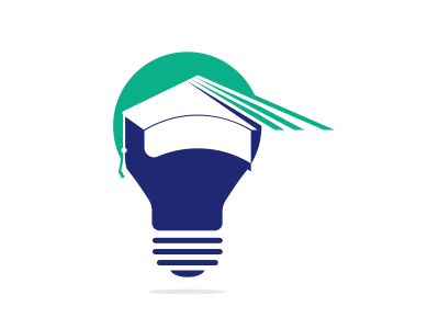Light bulb and graduation cap logo. Creative Lamp Idea Genius Logo Design Symbol.	