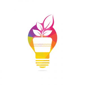 Light bulb and plant in a pot concept logo design. concept icon of education, light bulb, science.	