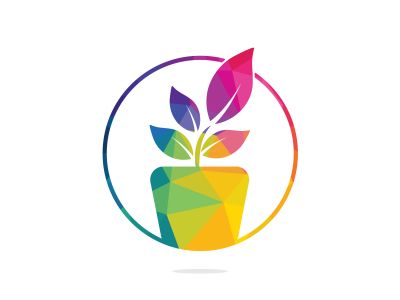 Flower pot and plant logo. Growth vector logo.	
