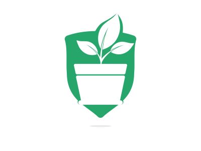 Flower pot and plant logo. Growth vector logo.	