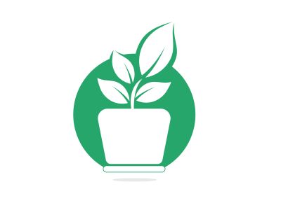 Flower pot and plant logo. Growth vector logo.	