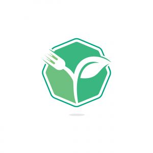 Fork and leaf vector logo design. Organic food concept with Fork and leaf.	