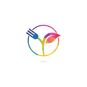 Fork and leaf vector logo design. Organic food concept with Fork and leaf.	