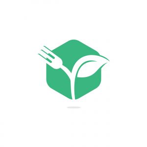 Fork and leaf vector logo design. Organic food concept with Fork and leaf.	