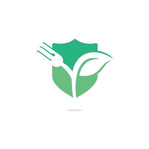 Fork and leaf vector logo design. Organic food concept with Fork and leaf.	