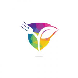Fork and leaf vector logo design. Organic food concept with Fork and leaf.	
