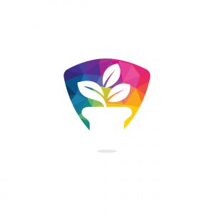 Flower pot and plant logo. Growth vector logo.	