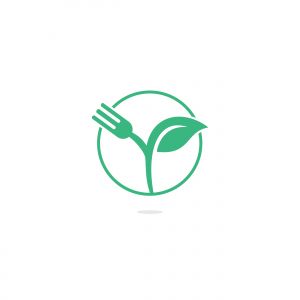 Fork and leaf vector logo design. Organic food concept with Fork and leaf.	
