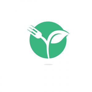 Fork and leaf vector logo design. Organic food concept with Fork and leaf.	